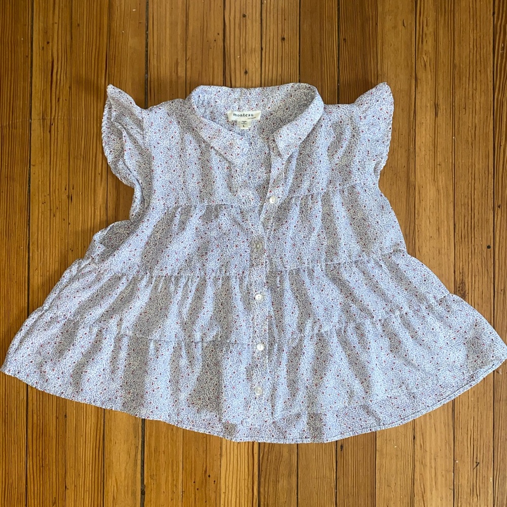 Flowy Cap Sleeve Button Down Blouse